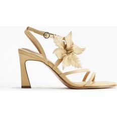 Yellow Heeled Sandals H&M Pale Yellow Appliquéd Heeled Sandals - Yellow