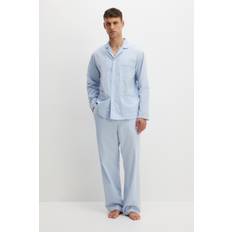 H&M Men Pyjamas H&M Men Light Blue Cotton Pyjama Shirt Bottoms