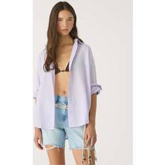 Purple Shirts Stradivarius Linen Blend Shirt - Mauve