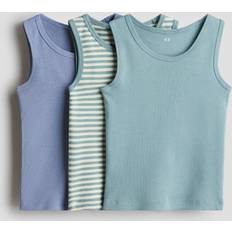 Tank Tops Children's Clothing H&M 3-Pack Cotton Vest Tops - Turquoise/Blue