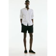 H&M Men Shirts H&M Regular Fit Linen Blend Shirt - White