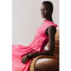 Viscose Blouses H&M Ladies Smocked Top - Bright Pink