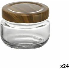 Wood Food Containers La Mediterránea n Style Wooden Glass Jar 140 ml Pack 24 Food Container
