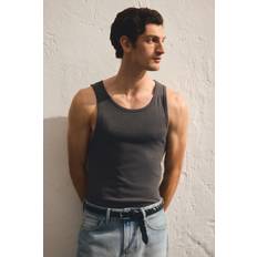 H&M Geripptes Tanktop Slim Fit Herren - Dunkelgrau