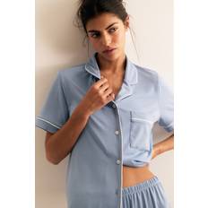 H&M Pyjama Mit Oberteil Und Shorts - Matt Blau