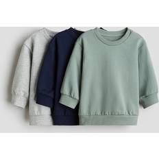 Babies Sweatshirts Children's Clothing H&M Baby Cotton Sweatshirts 3-Pack - Dusty Green/Dark Blue