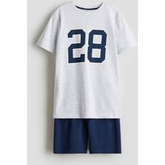 Nachtwäsche H&M Pyjama aus Baumwolljersey - Hellgraumeliert