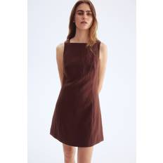 H&M Twillkleid Mit Karree Ausschnitt - Dunkelbraun