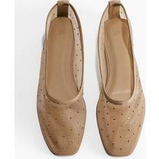 Mesh Lågskor H&M Ballerinas Mit Strasssteinen Damen - Beige