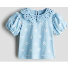 Blommiga Skjortor Barnkläder H&M Baby Tröja Med Krage Virkad Look - Blå