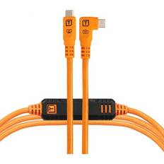 Tether Tools Pro Optima 10G USB-C 15 Inch Straight To Right Orange Tool