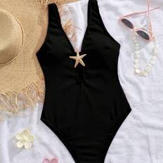 Shein New Arrivals One-Piece Swimsuit Cross-Over Circle - Tummy Control