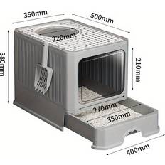 Pets Temu Large Grey Plastic Cat Litter Box