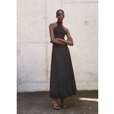 Mango Racer Neck Vest Top Knit Halter - Black