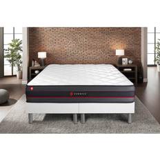 Ensembles de Lit Ensemble Double Sommier Matelas 200 x 200 cm Blanc
