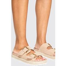 Sandals boohoo Immy Buckle Strap Flatform Sandals - Beige