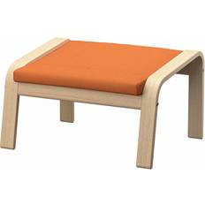IKEA Vita Pallar IKEA Poäng Vitlaserad Ekfaner Knisa Klarorange Fotpall