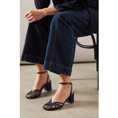 Natural Heeled Sandals Wallis Maris Caged Front Ankle Strap Medium Heel Sandals - Navy