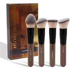 Cosmetics Temu Maange 4-Piece Foundation Brush Set Nylon Bristle Abs Handle - Flat Angled