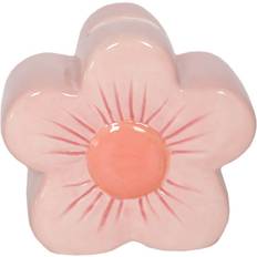 At Home Pink Ceramic Flower Piggy Bank 5"