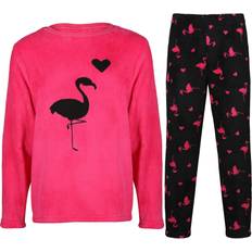 Fleece Night Garments A2Z Kids Girls Pyjamas 2 Piece Flamingo Cosy Set - Flamingo