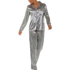 Silver Sleepwear A2Z Ladies Silk Satin Pyjama Set Top Bottom - Silver