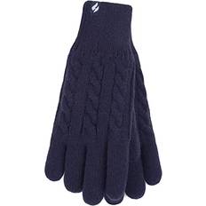 Heat Holders Ladies Cute Striped Fairisle Warm Knitted Fleece Lined Thermal Gloves - Navy