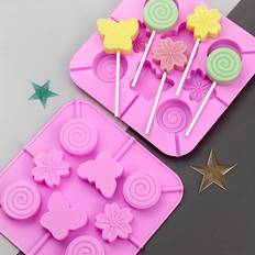 Bakeware Temu 8 Flower Insect Lollipop Silicone Mold 20 Sticks Chocolate Mould