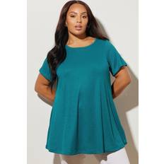 Turquoise - Women T-shirts Yours Ribbed Soft Touch T-Shirt - Teal