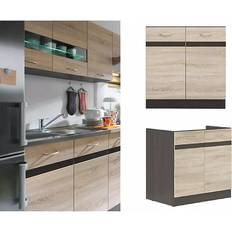 Impact Furniture Under Sink Kitchen Cabinet Small 800mm Freestanding Base Cupboard - Sonoma Oak