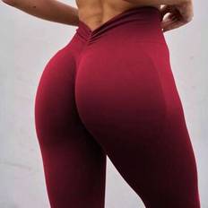Red - Women Leggings Shein Seamless Fitness Yoga Butt Lift High Waist Peach Butt - 3/4