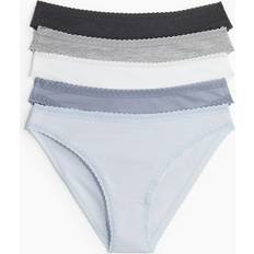 H&M Ladies 5-Pack Cotton Bikini Briefs - Light Blue/White/Dark Grey