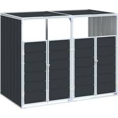 Gråa Skjul för sopkärl vidaXL Mülltonnenbox für 2 Tonnen Anthrazit 144x81x113 cm Stahl (Gebäudefläche )