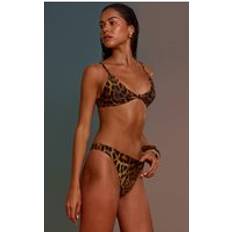 PrettyLittleThing Leopard Print High Leg Tanga Bikini Bottom - Animal