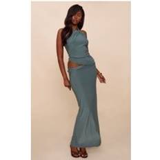 PrettyLittleThing Double Slinky Twist Maxi Skirt - Sea Green