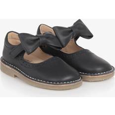 Blue Ballerinas Children's Shoes Young Soles Martha Bow Leather Shoes - Navy Blue