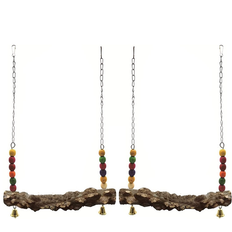 Pets Sans Marque 2 Pack Natural Wooden Bird Swing Toys