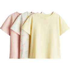 H&M Printed Jersey Tops 3-pack - Cream/Bows (1282740007)
