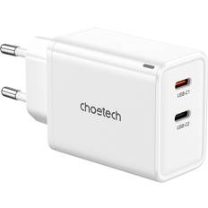 Väggladdare 65W GaN 2xUSB-C Vit