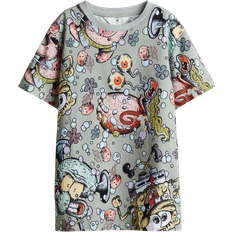 H&M Printed T-shirt - Dusty Green/SpongeBob (1304192001)