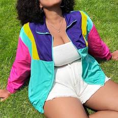 Shein Outerwear Shein Plus Colorblock Zip Up Jacket