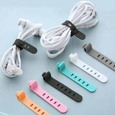 Cable Management Shein Multi-Color Reusable 5-Hole Silicone Cable Ties