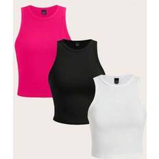 Sleeveless Tank Tops Shein Tween Girls Casual Fitted Round Neck Tank Top Set