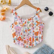 Sleeveless Tops Shein Tween Girl Flower Print Sleeveless Cami Top