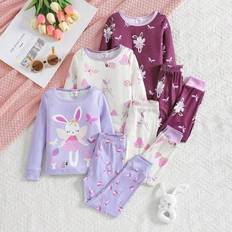 Elastane Night Garments Shein Young Girl Snug Fit Pajamas All-Over Print - Marine Life