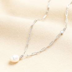 Pearl Charms & Pendants Lisa Angel Sterling Silver Paperclip Pearl Pendant - Silver/Cream/Pink