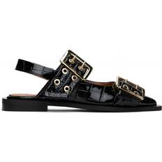 Ganni Skor Ganni Croco Patent Ballerina - Black