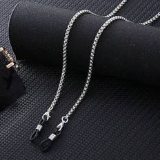 Grey - Men Necklaces Shein Minimalist Stainless Steel Hip Hop Eyeglass Chain Necklace - Silver-Gray