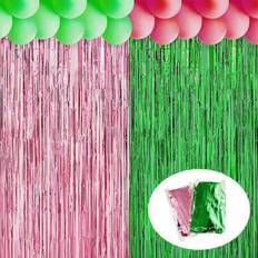 Streamers Shein 2pcs Pink Green Streamers Backdrop Set