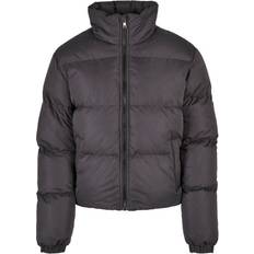 Urban Classics Short Peached Puffer Winter Jacket - Black